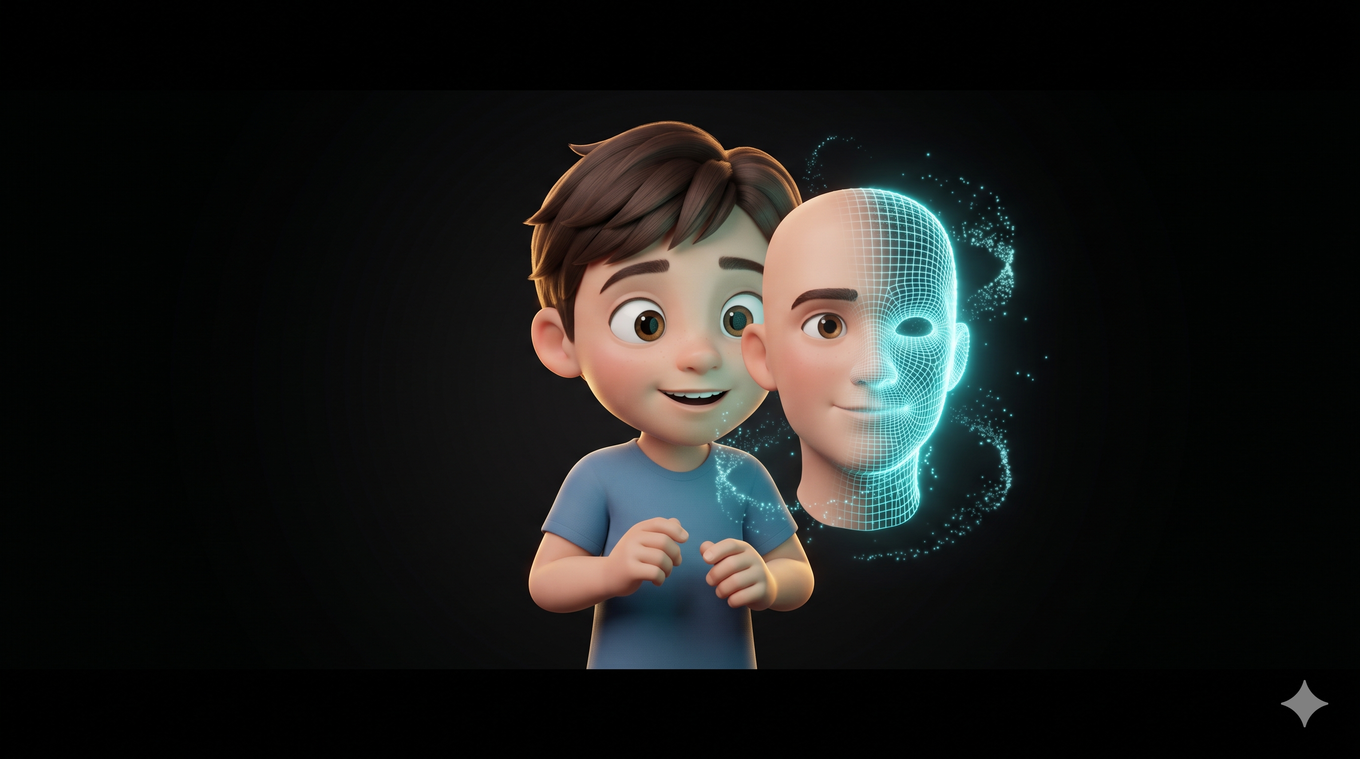 The AI estimates depth and reconstructs a full 3D head mesh automatically.